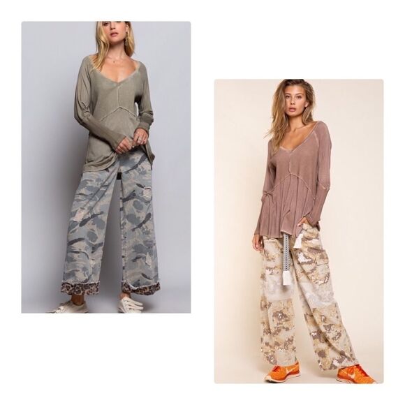 LONG Sleeve Top with Ribbed Detail Light Wash - Picture 10 of 14